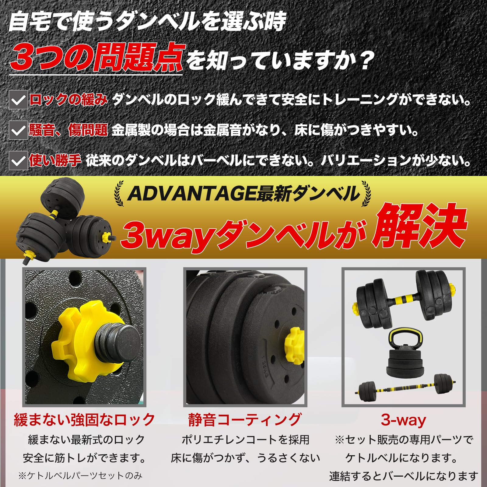 Amazon | ADVANTAGE (アドバンテージ) ダンベル 40kg 30kg 20kg